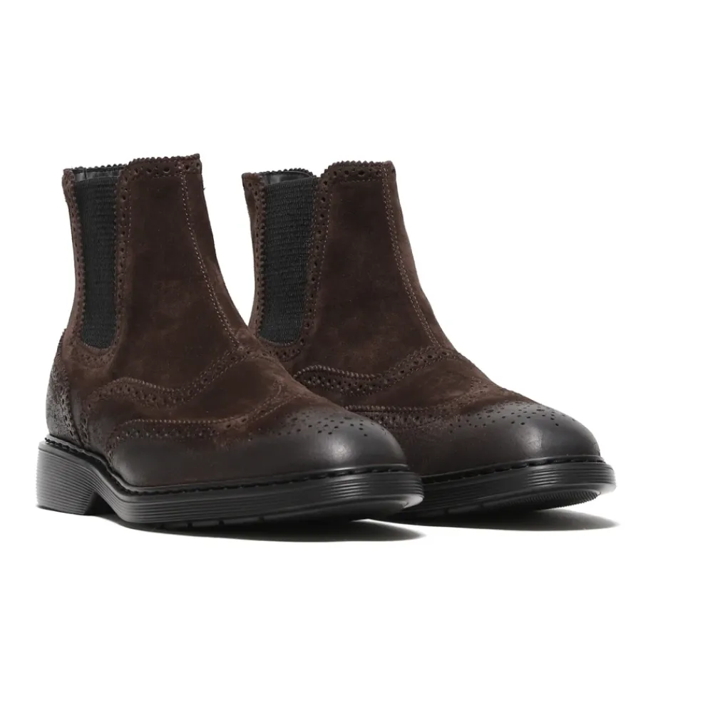 Heren Hogan Laarzen^Elegante Enkellaarsjes Marrone Swallowtail