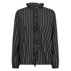 DAMES MOS MOSH Blouses^Elegante Gestreepte Blouse met Ruches Phantom