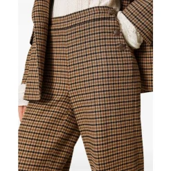 DAMES Twinset Broeken^Elegante Kamel & Zwart Wollen Broek