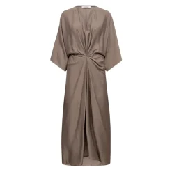 DAMES Co'Couture Jurken^Elegante Knoopjurk in Walnoot