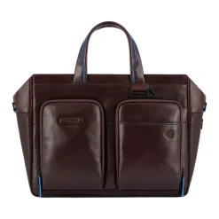 DAMES Piquadro Elegante Leren Documentenhouder met Laptoptas