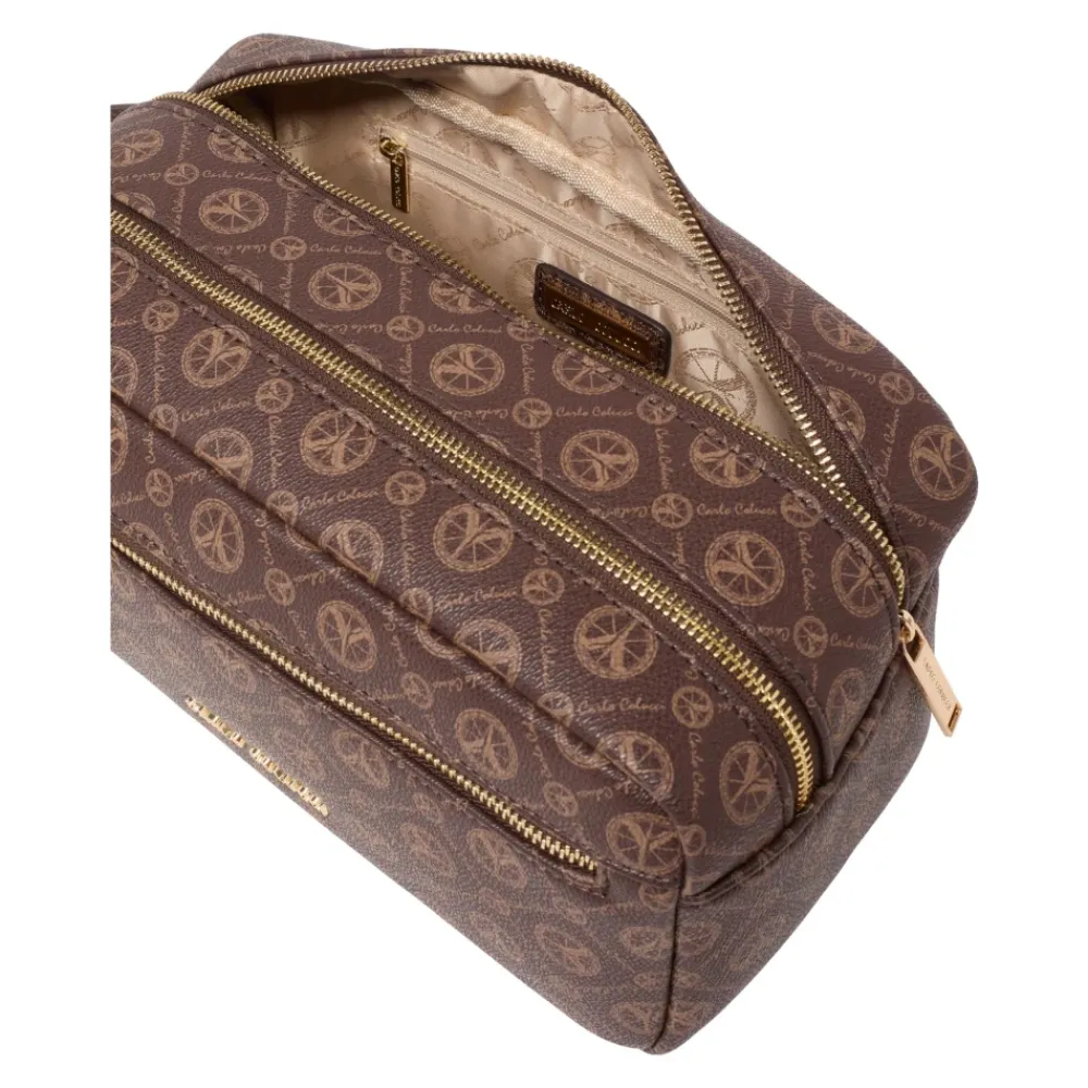 DAMES Carlo Colucci Toilettassen^Elegante Logo Print Toilettas