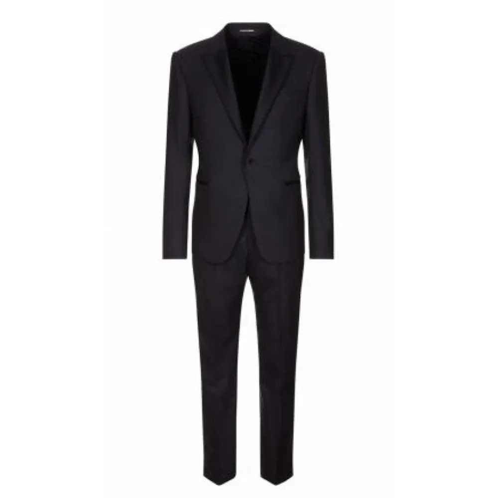 Heren Emporio Armani Kostuums^Elegante smoking met ronde satijnen revers