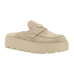 DAMES Prada Loafers^Elegante Suède Loafers Muiltjes met Wedge