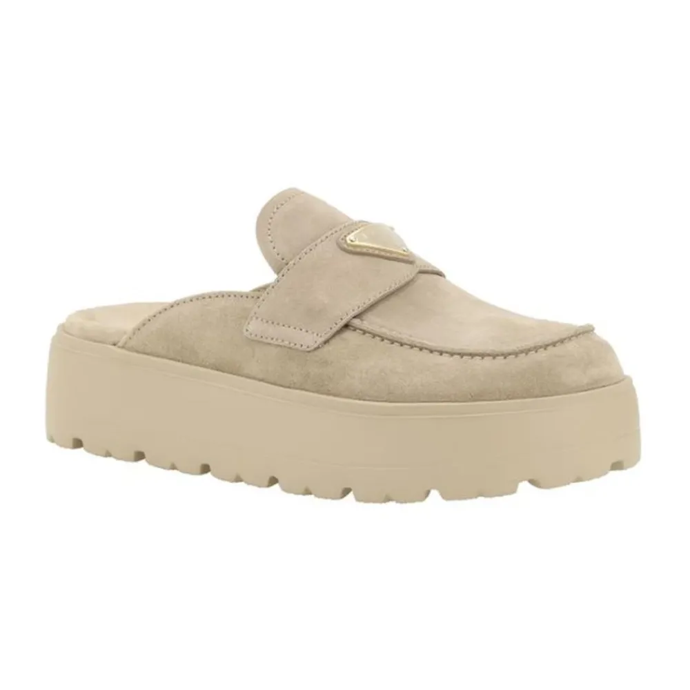 DAMES Prada Loafers^Elegante Suède Loafers Muiltjes met Wedge
