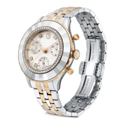 DAMES Swarovski Horloges^Elegante Zilveren Chrono Horloge