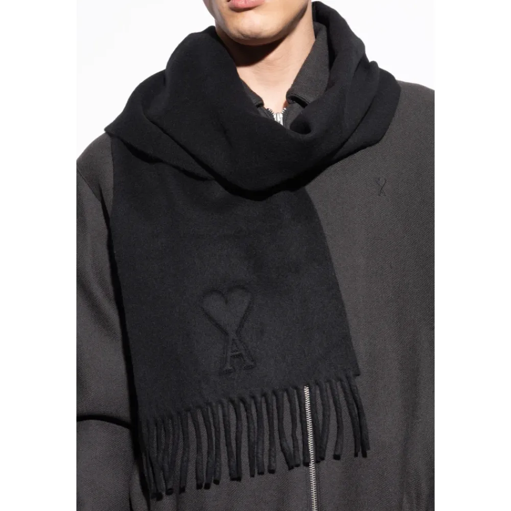 Heren Ami Paris Embossed De Coeur Scarf