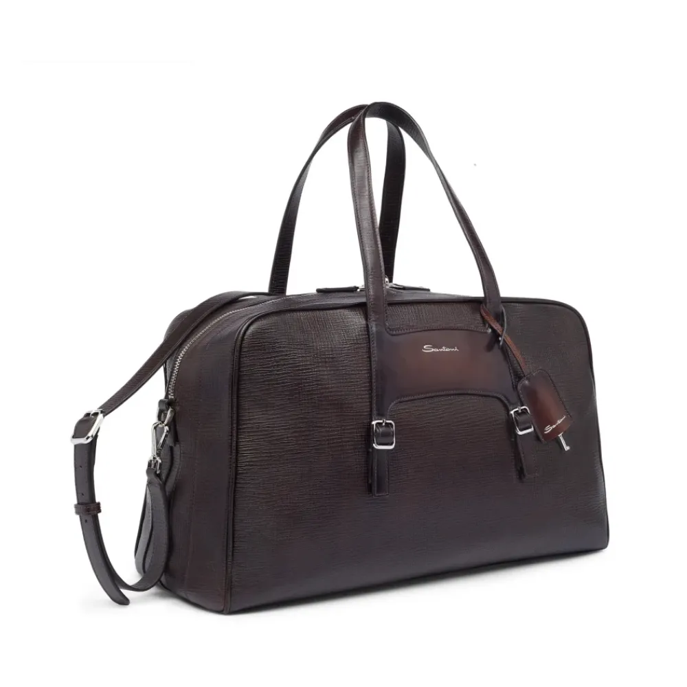 DAMES Santoni Weekendtassen^Embossed Leather Weekendtas