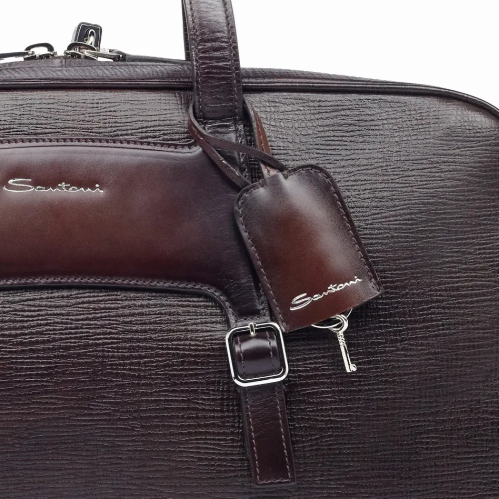 DAMES Santoni Weekendtassen^Embossed Leather Weekendtas