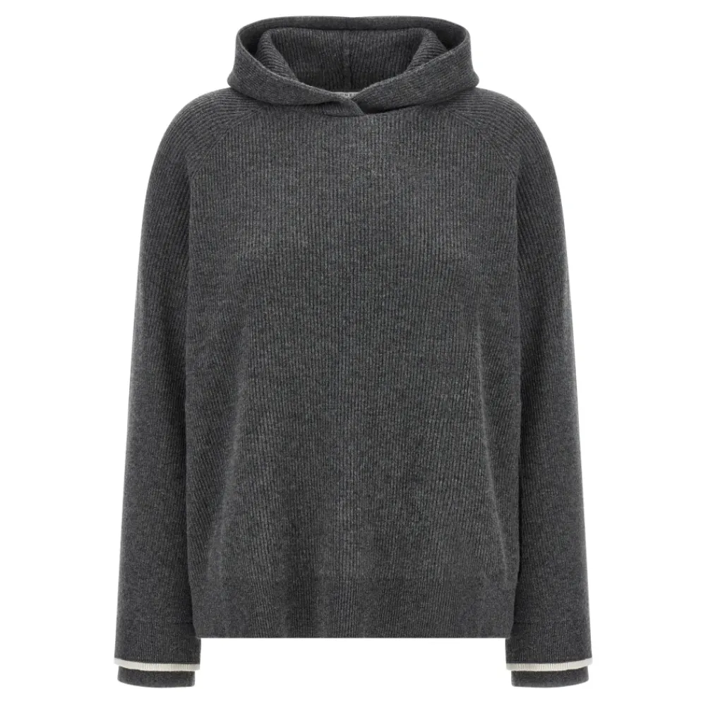 DAMES Brunello Cucinelli Hoodies & Sweatvesten^Engelse Rib Hoodie Trui