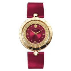 DAMES Versace EON Zwart Leren Analoge Horloge