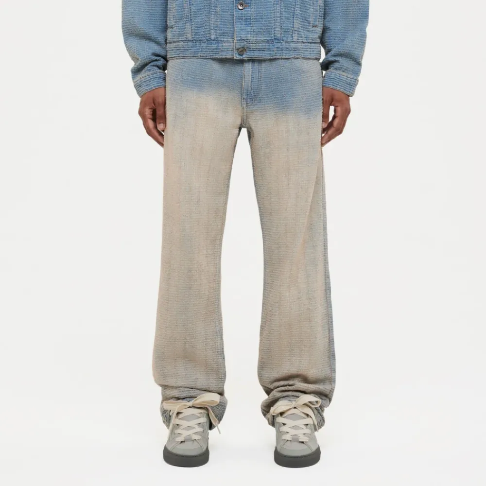 Heren FLÂNEUR Faded Tweed Denim Jeans Licht
