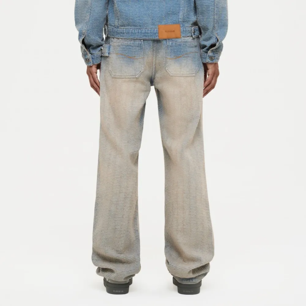 Heren FLÂNEUR Faded Tweed Denim Jeans Licht