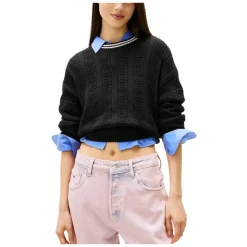 DAMES Tommy Jeans Flag Kabel Gebreide Relaxte Jumper