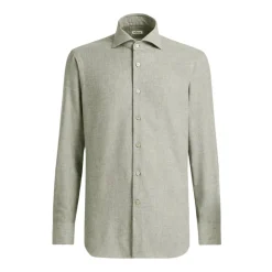 Heren Kiton Overhemden^Flanellen overhemd van katoen, zijde en kasjmier