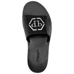 Heren Philipp Plein Flat Crocco Printed Sandals