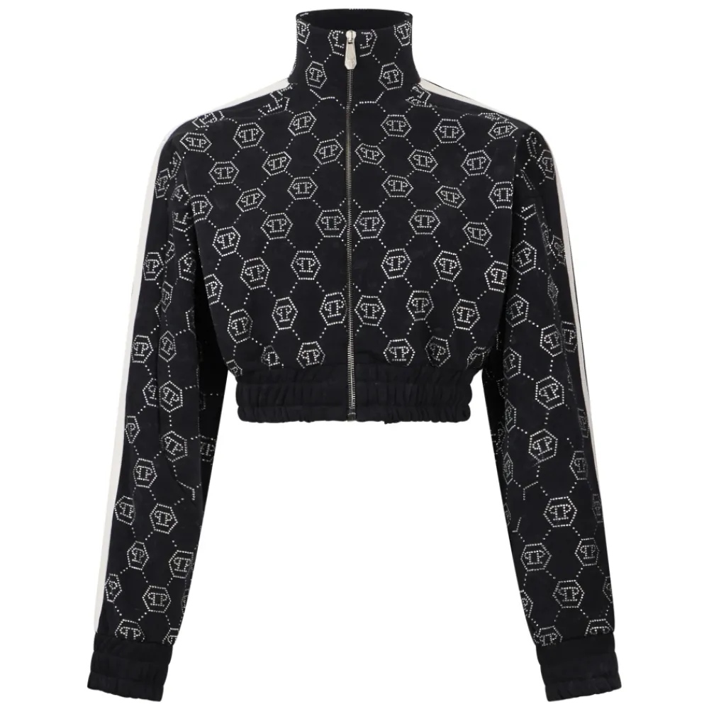 DAMES Philipp Plein Truien & Vesten^Fleece Trainingsjack Monogram Kristal