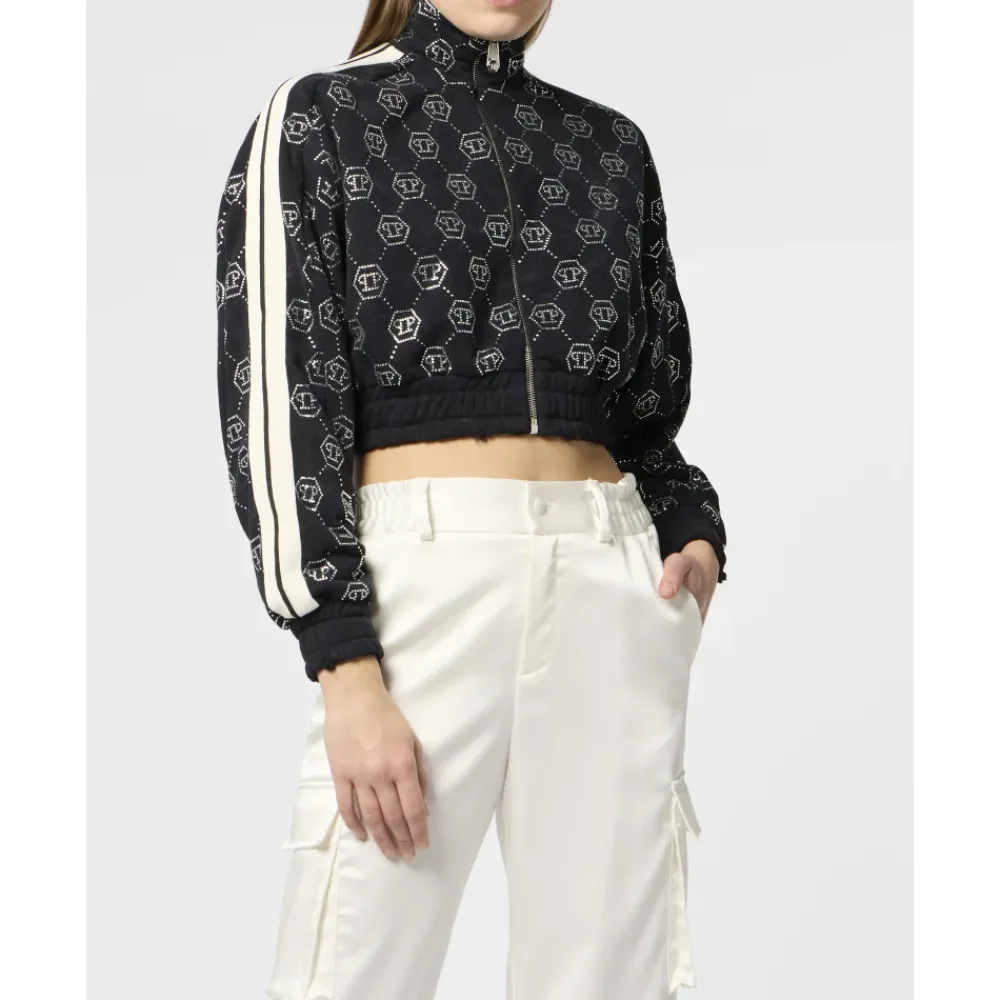 DAMES Philipp Plein Truien & Vesten^Fleece Trainingsjack Monogram Kristal