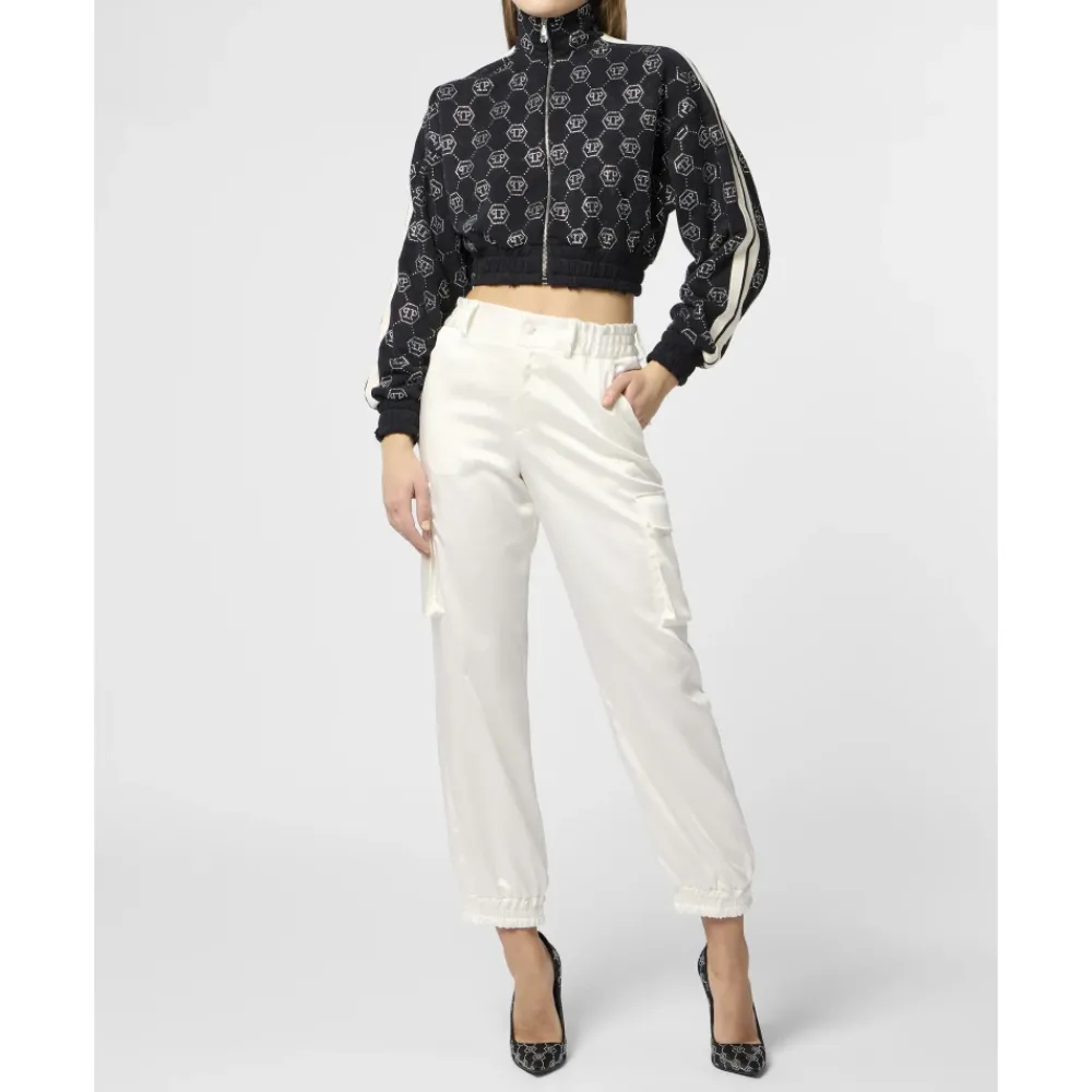 DAMES Philipp Plein Truien & Vesten^Fleece Trainingsjack Monogram Kristal