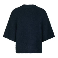 DAMES Neo Noir Fluffy Gebreid Vest Navy