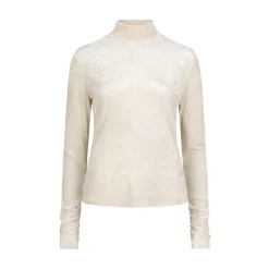 DAMES Dante 6 Shirts^Fluwelen mesh laagjes top in Havermout Crème