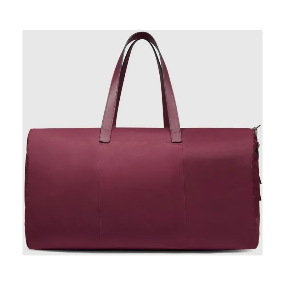 DAMES Piquadro Weekendtassen^Foldable duffel bag for women in fabric and leather pocket for Smart Tracker