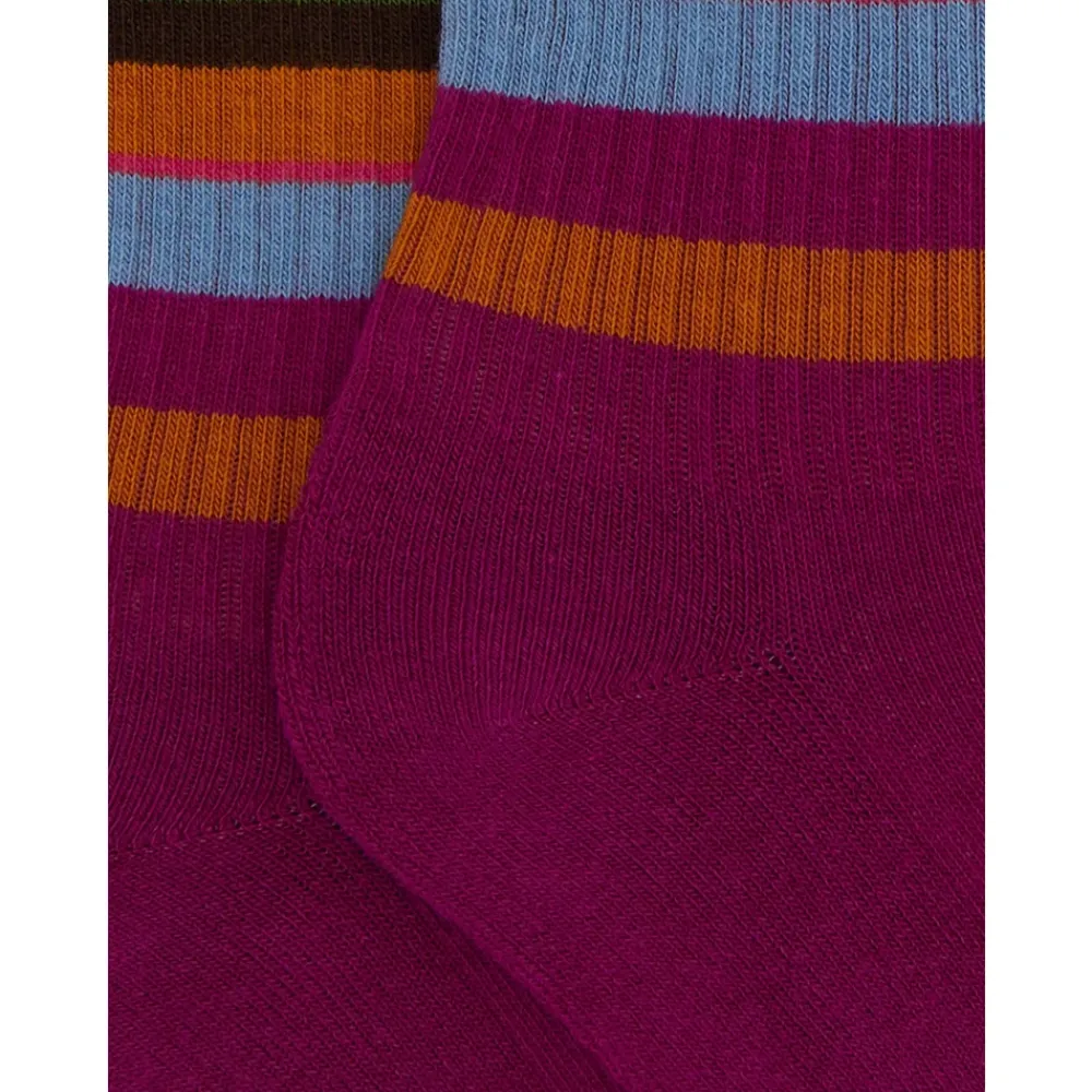 GALLO Ondergoed & Sokken^Fuchsia Gestreepte Katoenen Korte Sokken