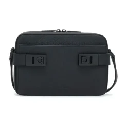 Heren Ferragamo Gancini Buckle Embellished Leather Shoulder Bag