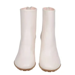 DAMES AGL Enkellaarsjes^Gebogen enkellaarsjes in krijt leer