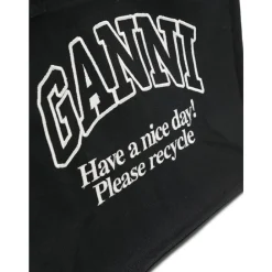 DAMES Ganni Geborduurd Logo Dubbele Handvat Katoenen Tas