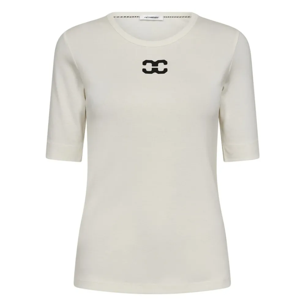 DAMES Co'Couture Geborduurd Logo Tee - Off White