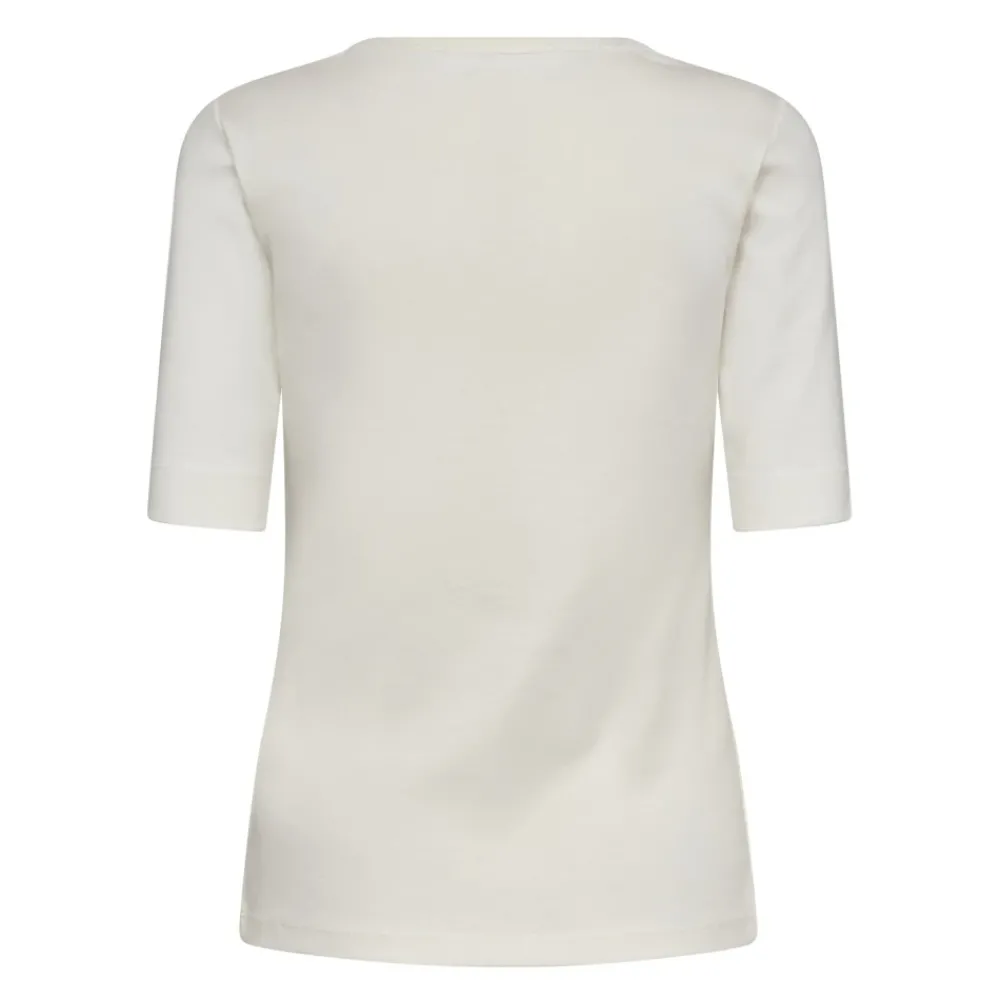 DAMES Co'Couture Geborduurd Logo Tee - Off White