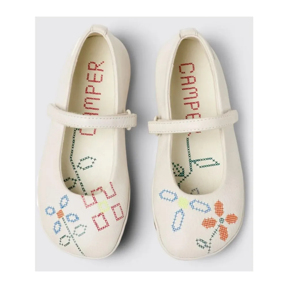 Camper Geborduurde leren ballerina's