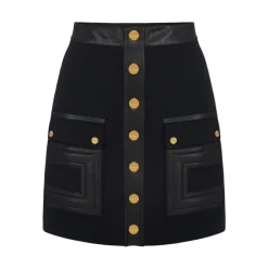 DAMES Elisabetta Franchi Geborduurde logo minirok in crêpe