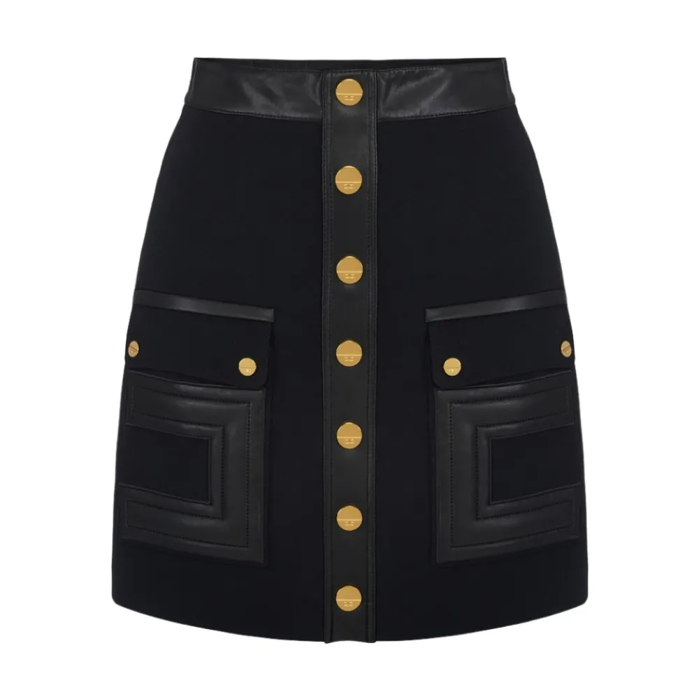 DAMES Elisabetta Franchi Geborduurde logo minirok in crêpe