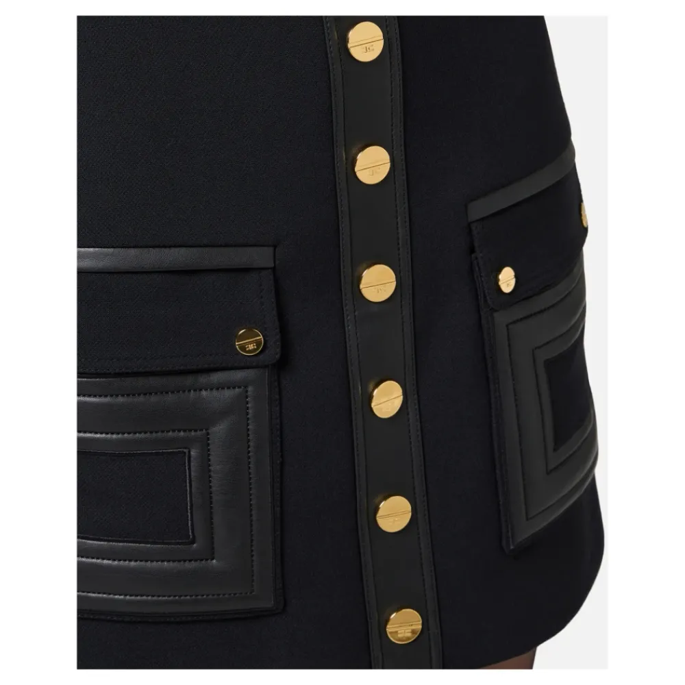 DAMES Elisabetta Franchi Geborduurde logo minirok in crêpe