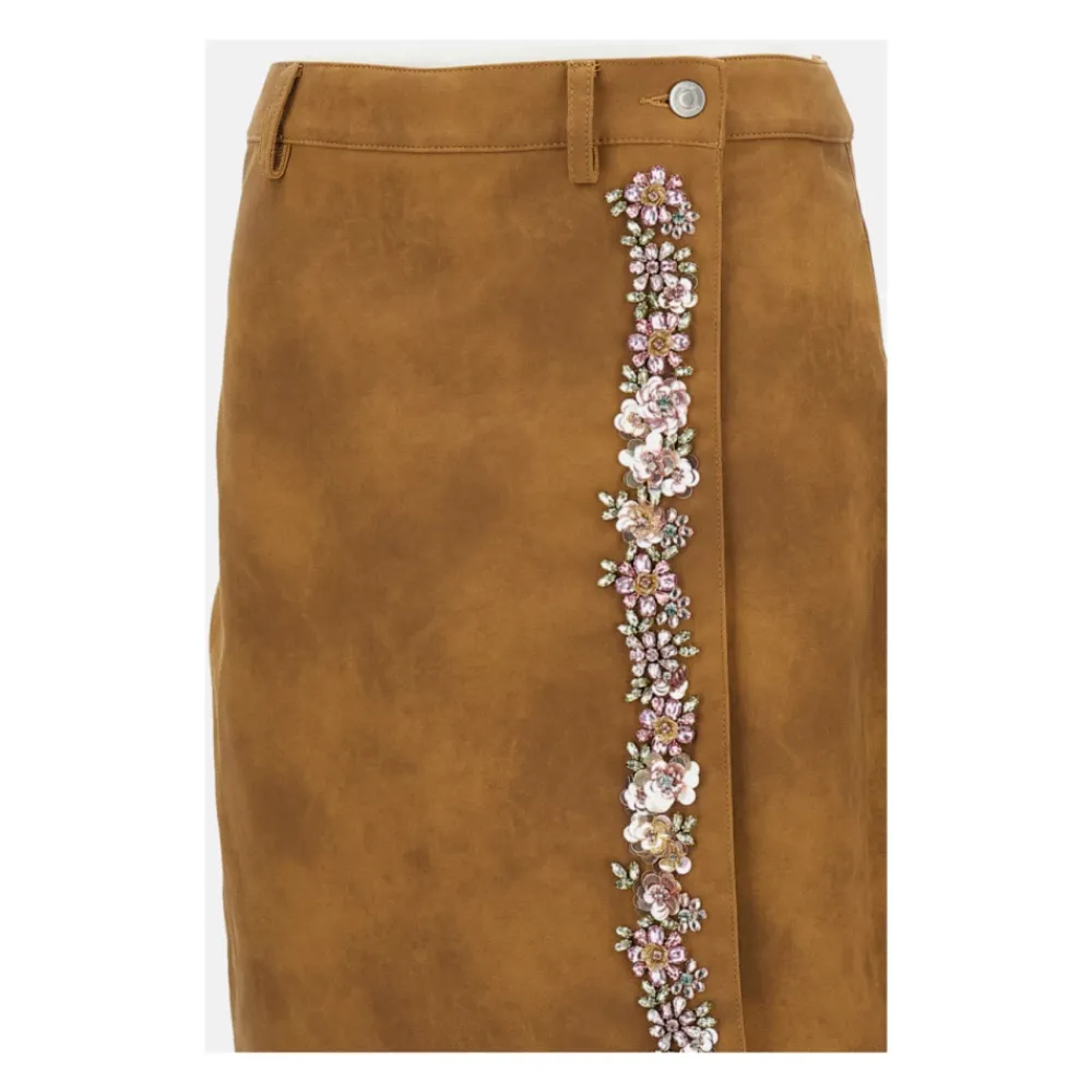 DAMES DES PHEMMES Geborduurde wikkelrok van imitatiesuède