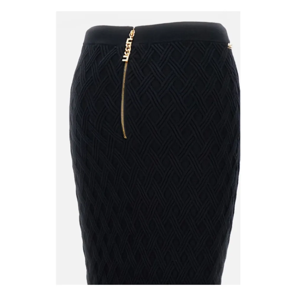 DAMES Elisabetta Franchi Rokken^Gebreide Kokerrok met Kettingdetail