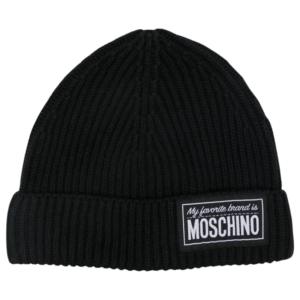 Moschino Mutsen En Petten^Gebreide Logo Beanie Hoed in