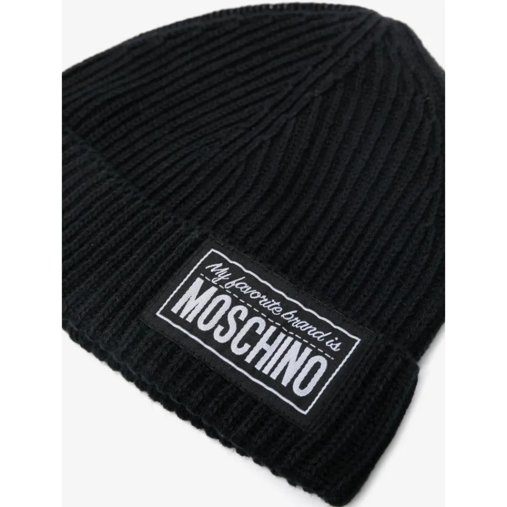 Moschino Mutsen En Petten^Gebreide Logo Beanie Hoed in