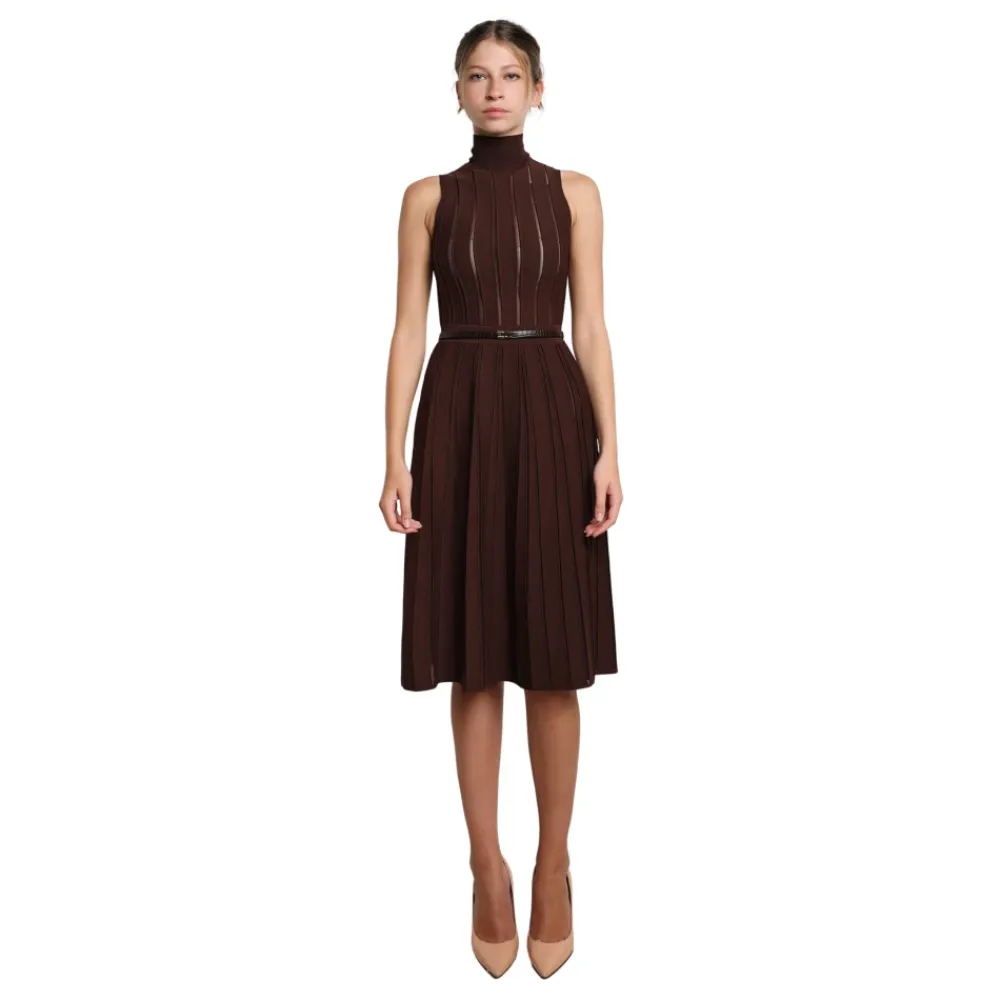 DAMES Elisabetta Franchi Gebreide Midi Jurk met Stralend Motief