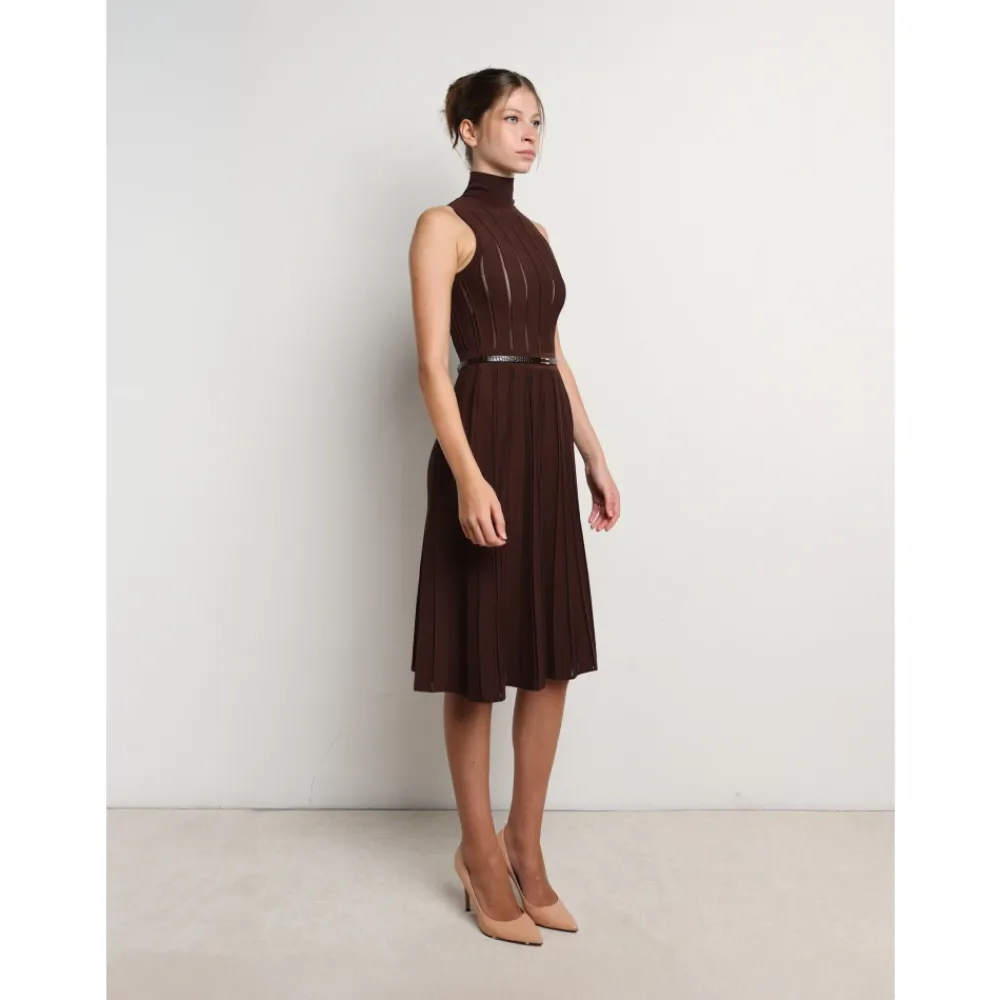 DAMES Elisabetta Franchi Gebreide Midi Jurk met Stralend Motief