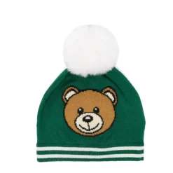 Moschino Gebreide muts met pompon en Teddy-logo