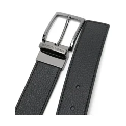 Heren Emporio Armani Riemen^Gegranuleerde Leren Reversible Riem Gunmetal Gesp