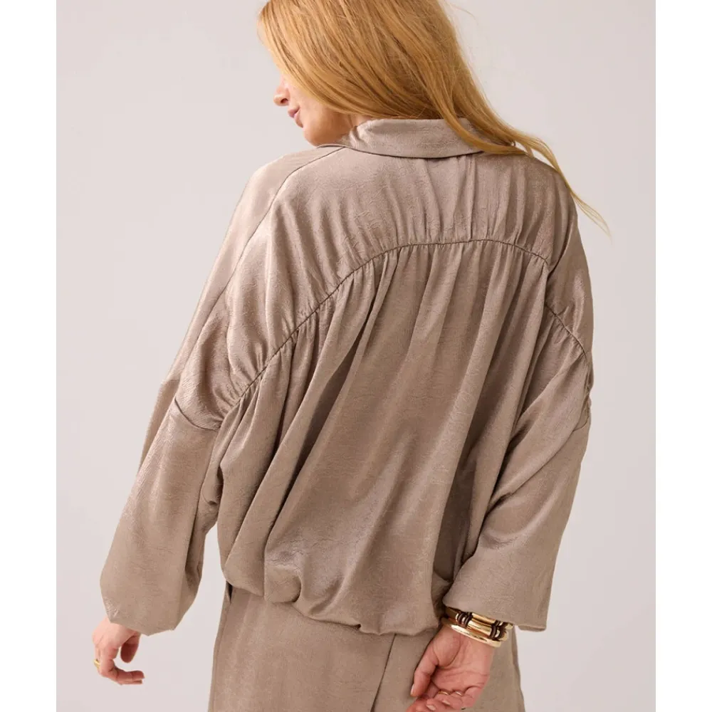 DAMES Summum Woman Blouses^Gekreukte satijnen blouse met lange mouwen