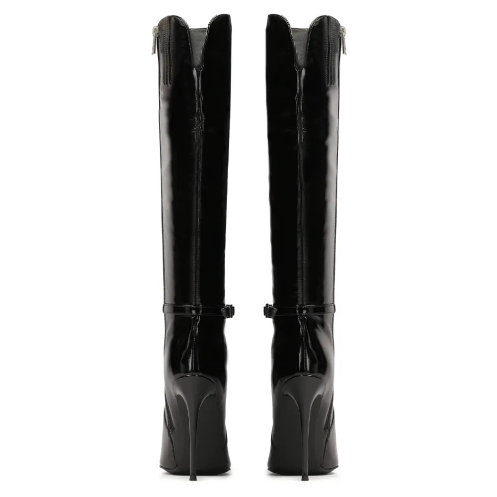 DAMES Kazar Enkellaarsjes^Gelakte stilettohaklaarzen met uitgesneden bovendeel