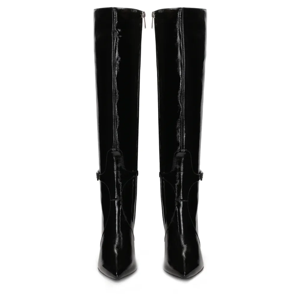 DAMES Kazar Enkellaarsjes^Gelakte stilettohaklaarzen met uitgesneden bovendeel