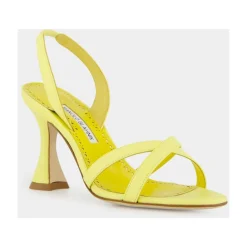 DAMES Manolo Blahnik Gele Nappa Sandalen met H-Hak