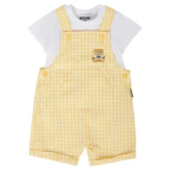 Moschino Gele Vichy Overalls met Teddy Bear Patch