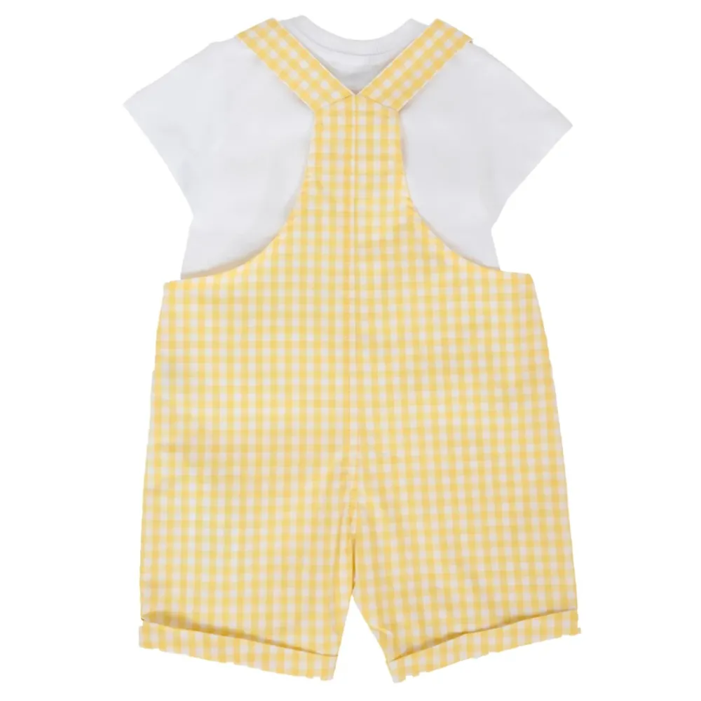 Moschino Gele Vichy Overalls met Teddy Bear Patch